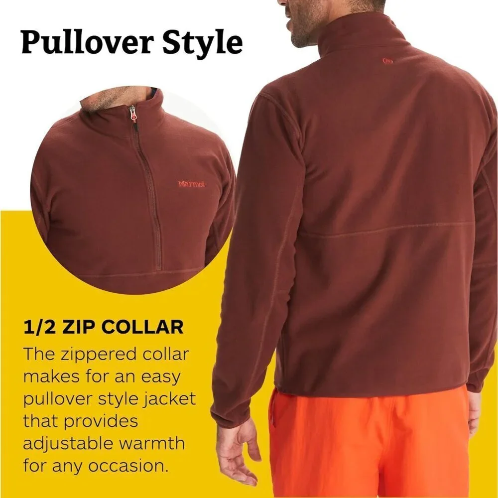 Men's Rocklin 1/2 Zip Jacket - Classic, Warm, Lightweight 100-Weight Fleece Laye